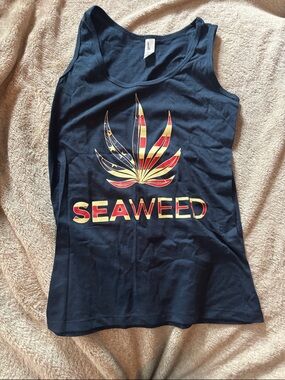 District Navy Tank Top with Red & Gold SEAWEED Graphic